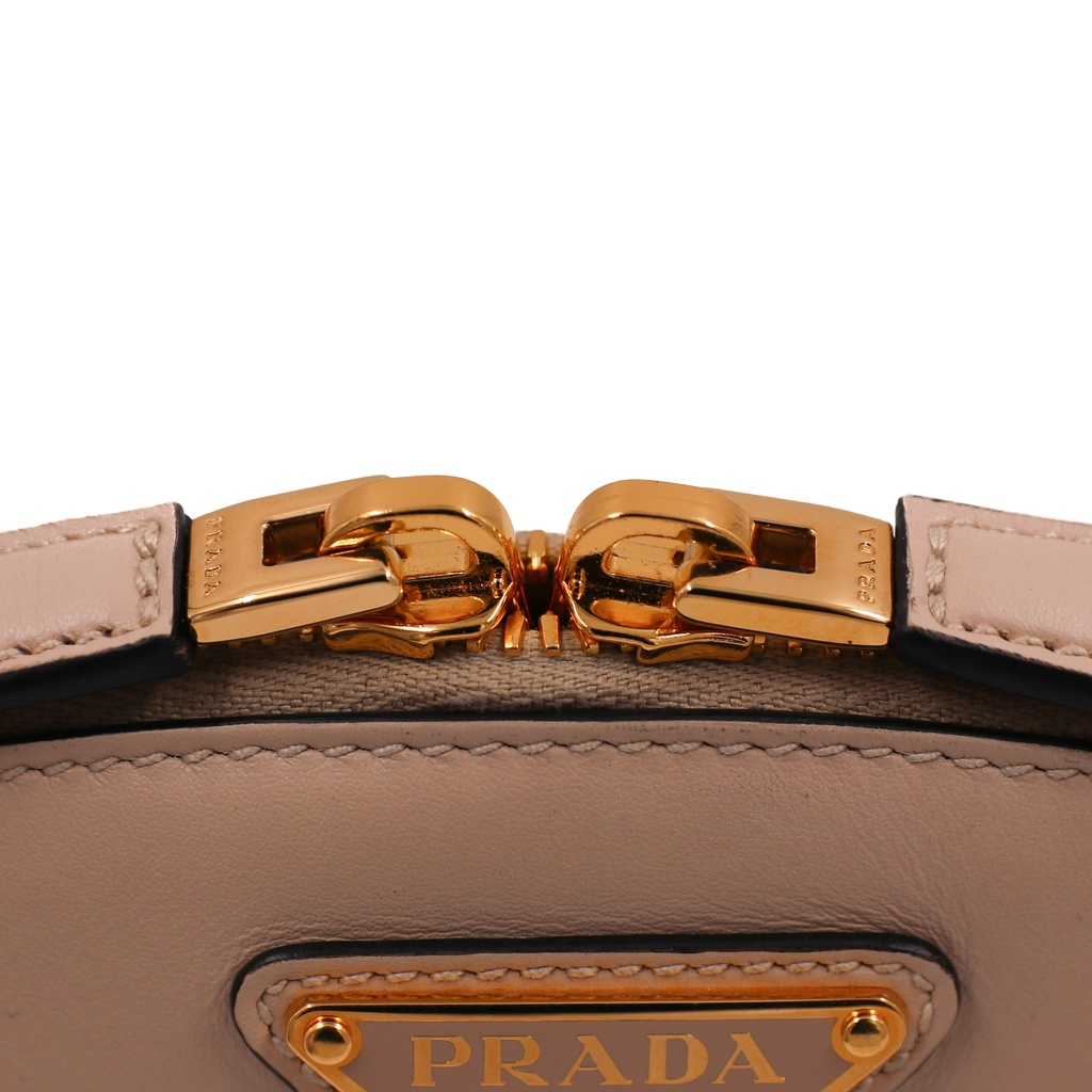 Prada Smooth Leather Mini Shoulder Bag in Beige