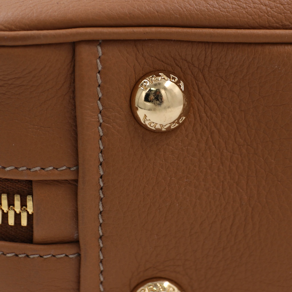 Prada Saffiano Lux Small Bowle Bag in Beige