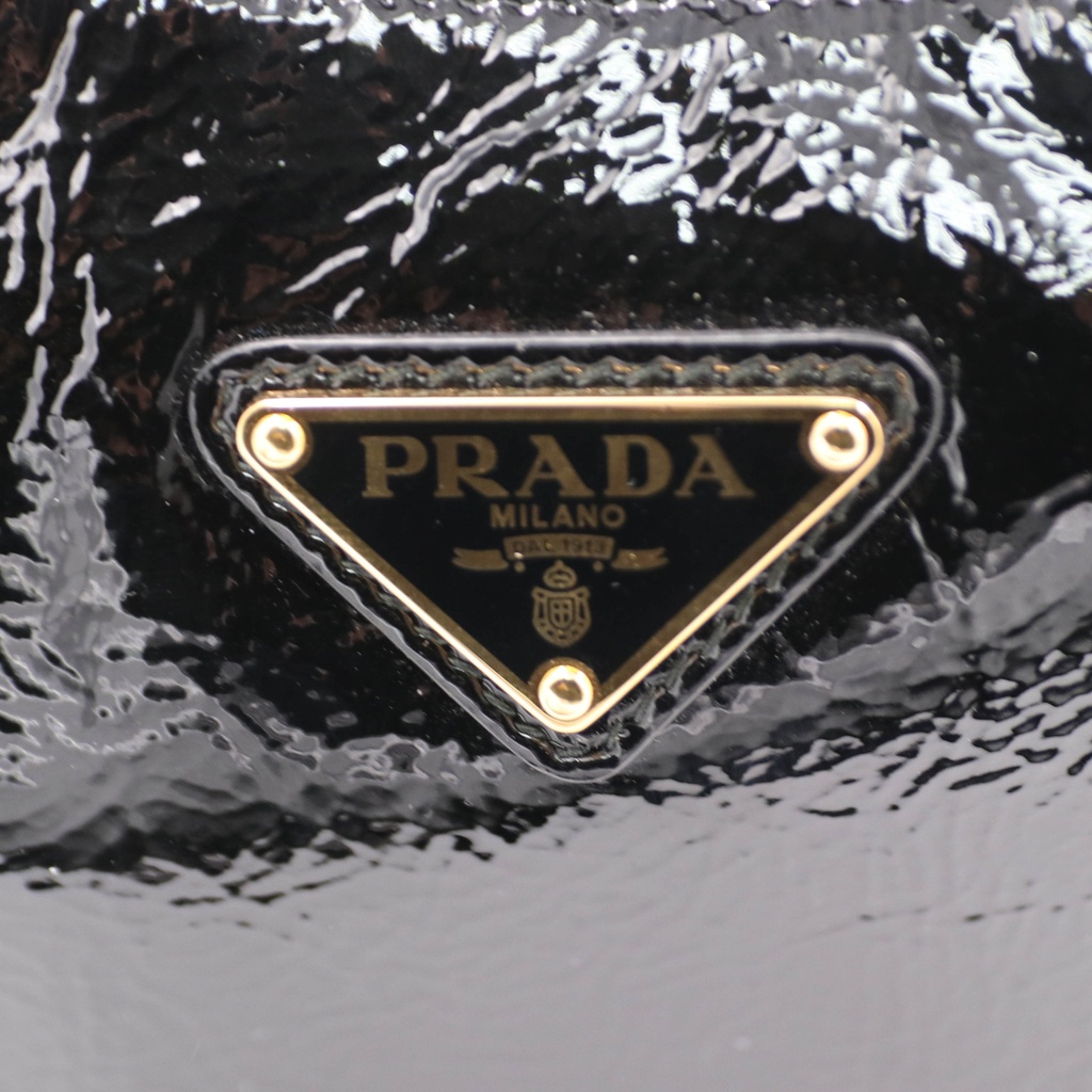 Prada Arqué in Black Patent Leather Shoulder Bag