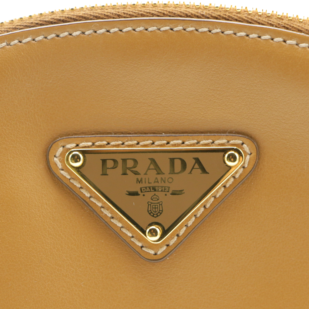 Prada Smooth Leather Mini Shoulder Bag in Camel