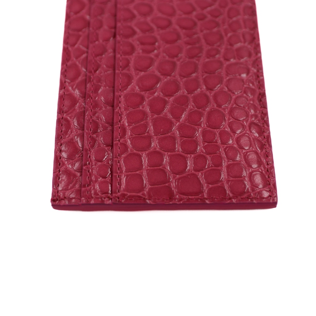 Saint Laurent Embossed Card Holder Wallet Pink