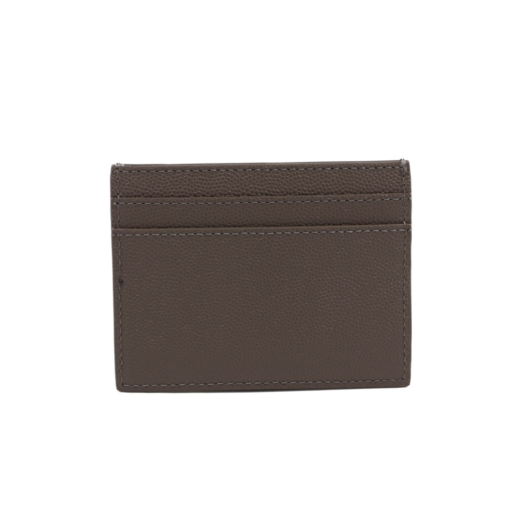 Saint Laurent Pebble-Grain Leather Cardholder Grey