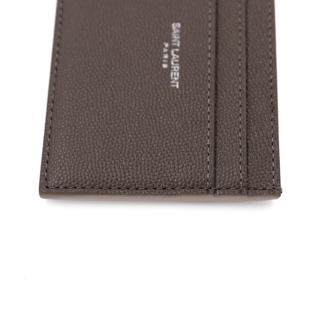 Saint Laurent Pebble-Grain Leather Cardholder Grey