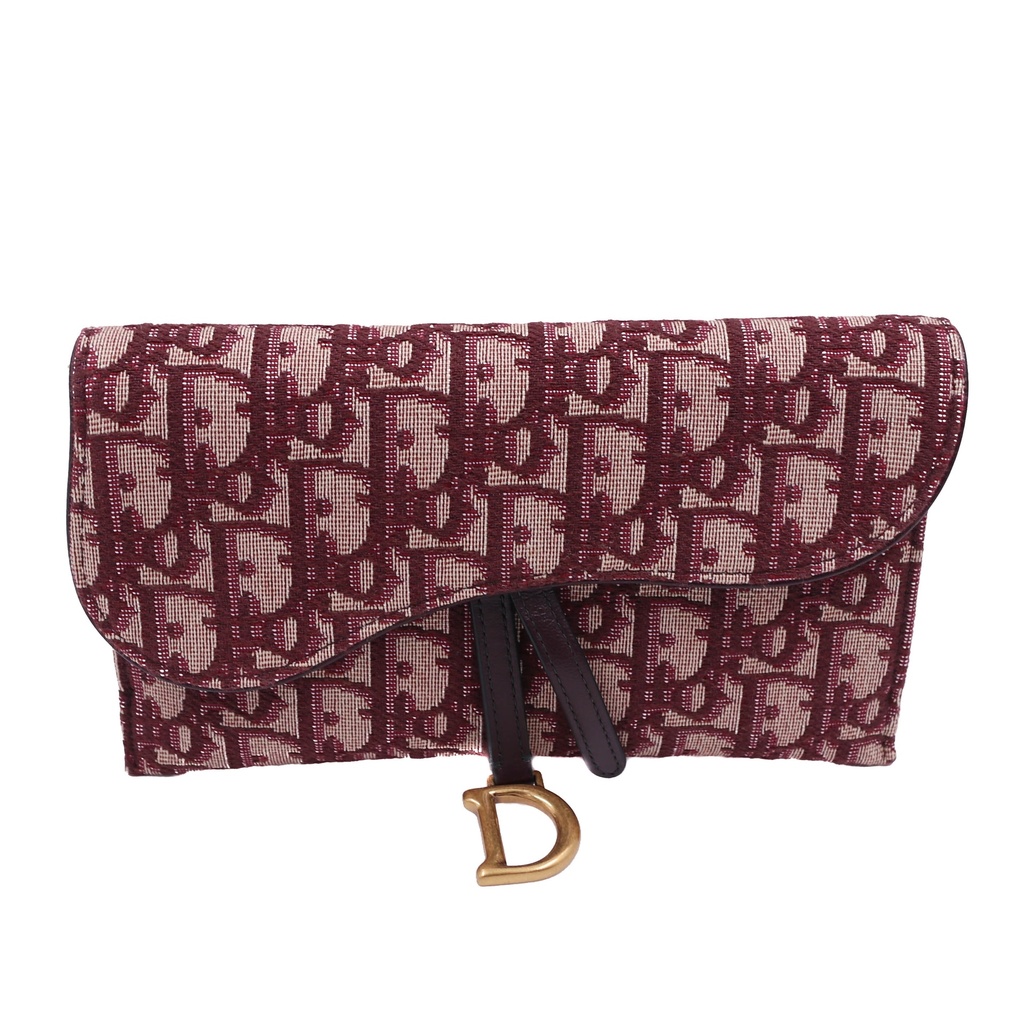 Christian Dior Oblique Burgundy Wallet on Chain