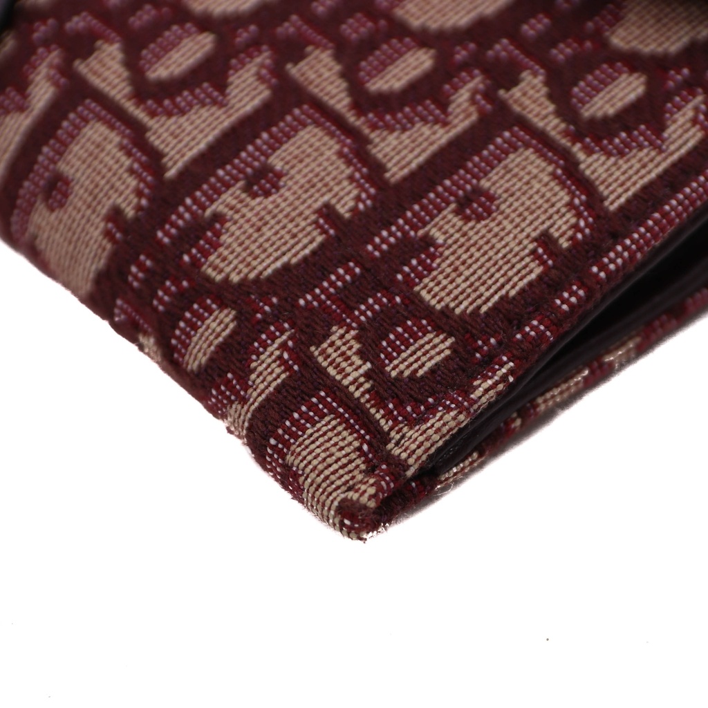 Christian Dior Oblique Burgundy Wallet on Chain