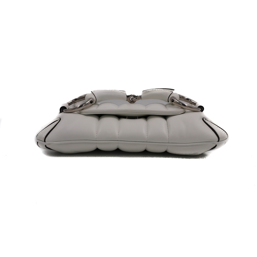 Gucci Horsebit Chain small shoulder bag in white nappa leather