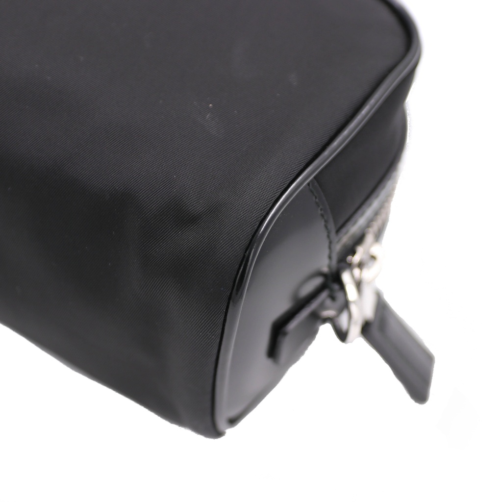 Prada Re-Nylon in Black Saffiano leather pouch