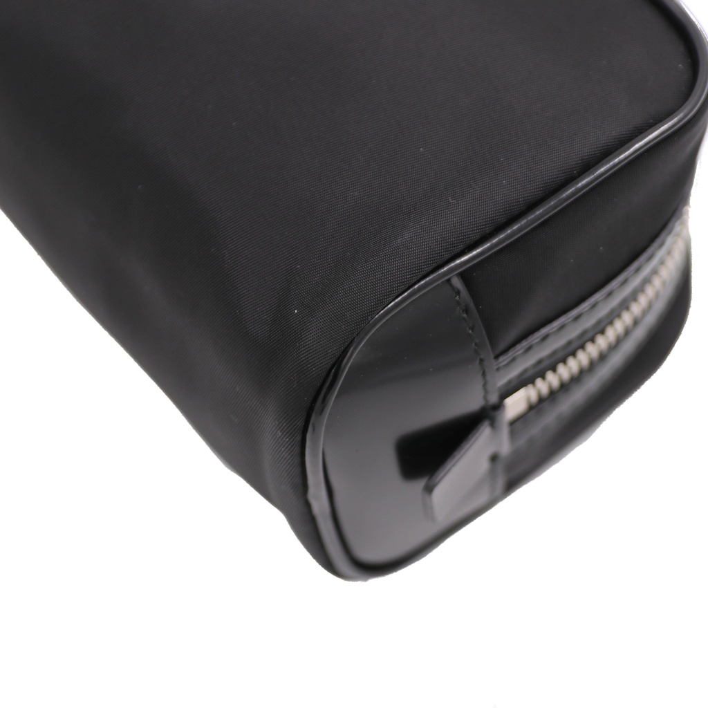 Prada Re-Nylon in Black Saffiano leather pouch
