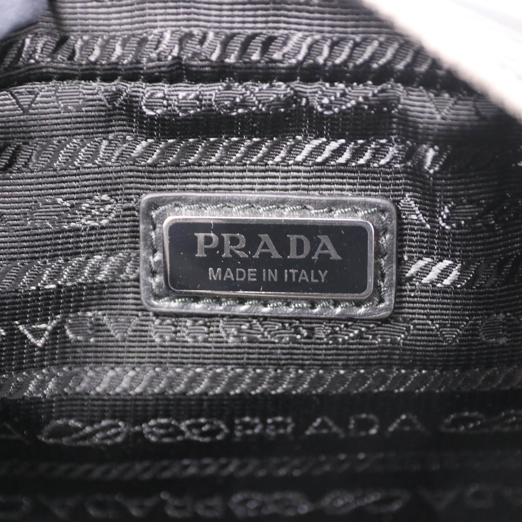 Prada Re-Nylon in Black Saffiano leather pouch