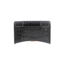 Balencia Hourglass Wallet On Chain in black croc-effect leather