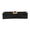 Balencia Hourglass Wallet On Chain in black croc-effect leather