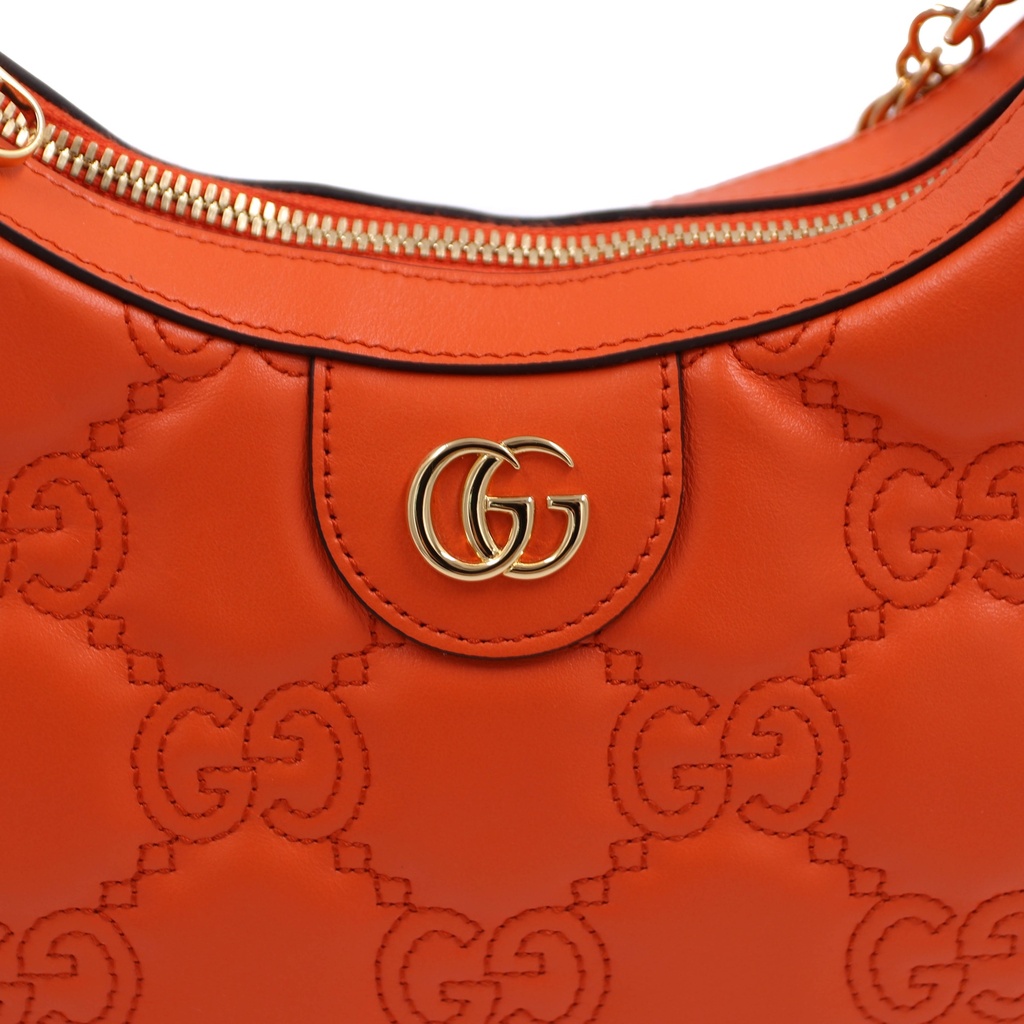Gucci GG Matelassé Mini Bag In Orange Leather 739736