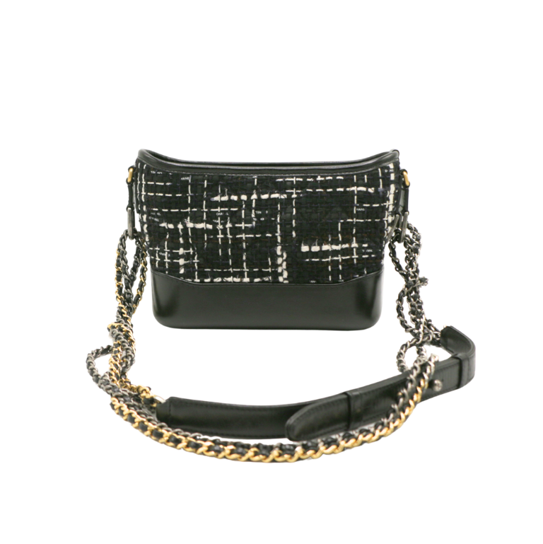 Chanel Gabrielle Small Hobo Bag White&Black Tweed and Leather