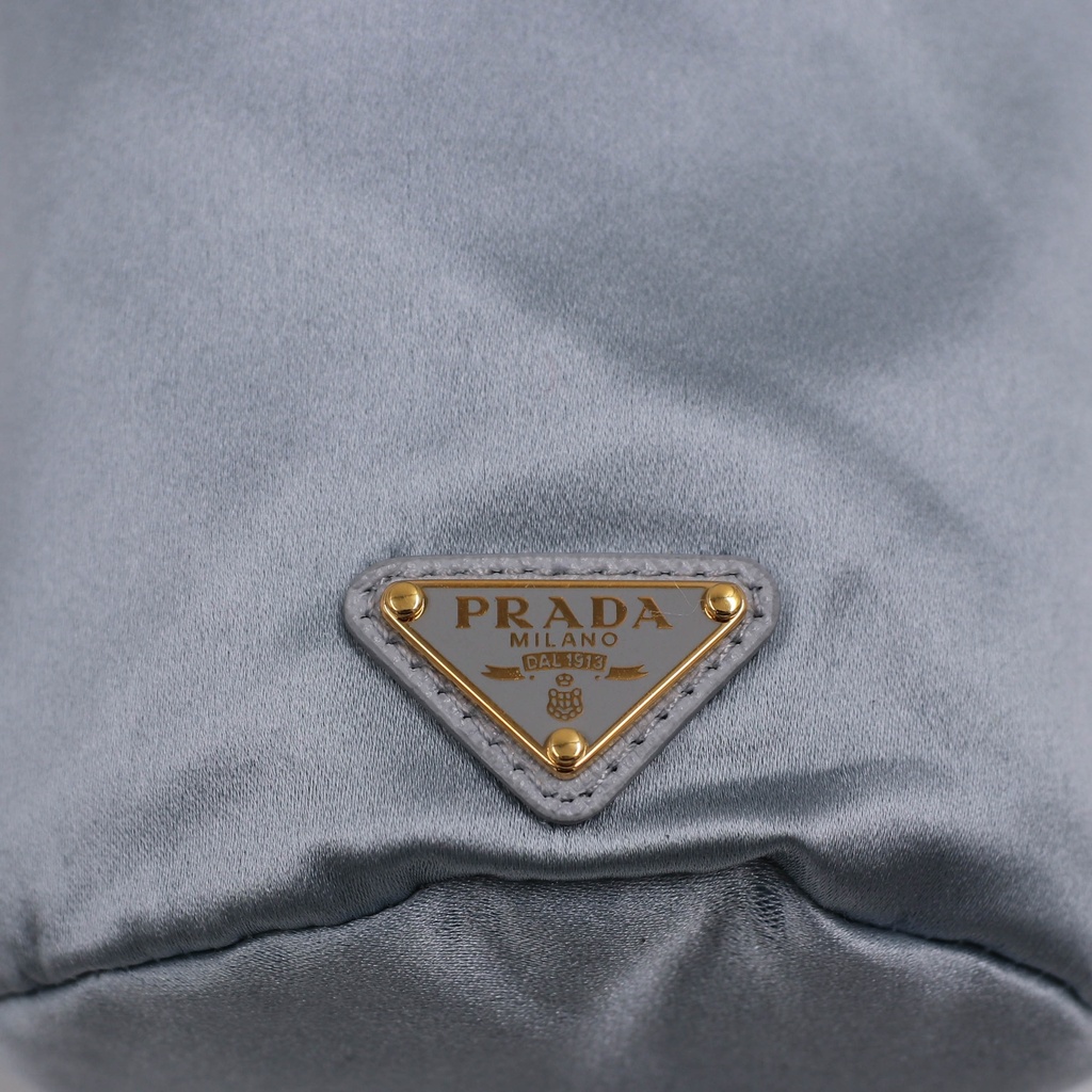 Prada Satin Wish Pouch in Baby Blue Nylon
