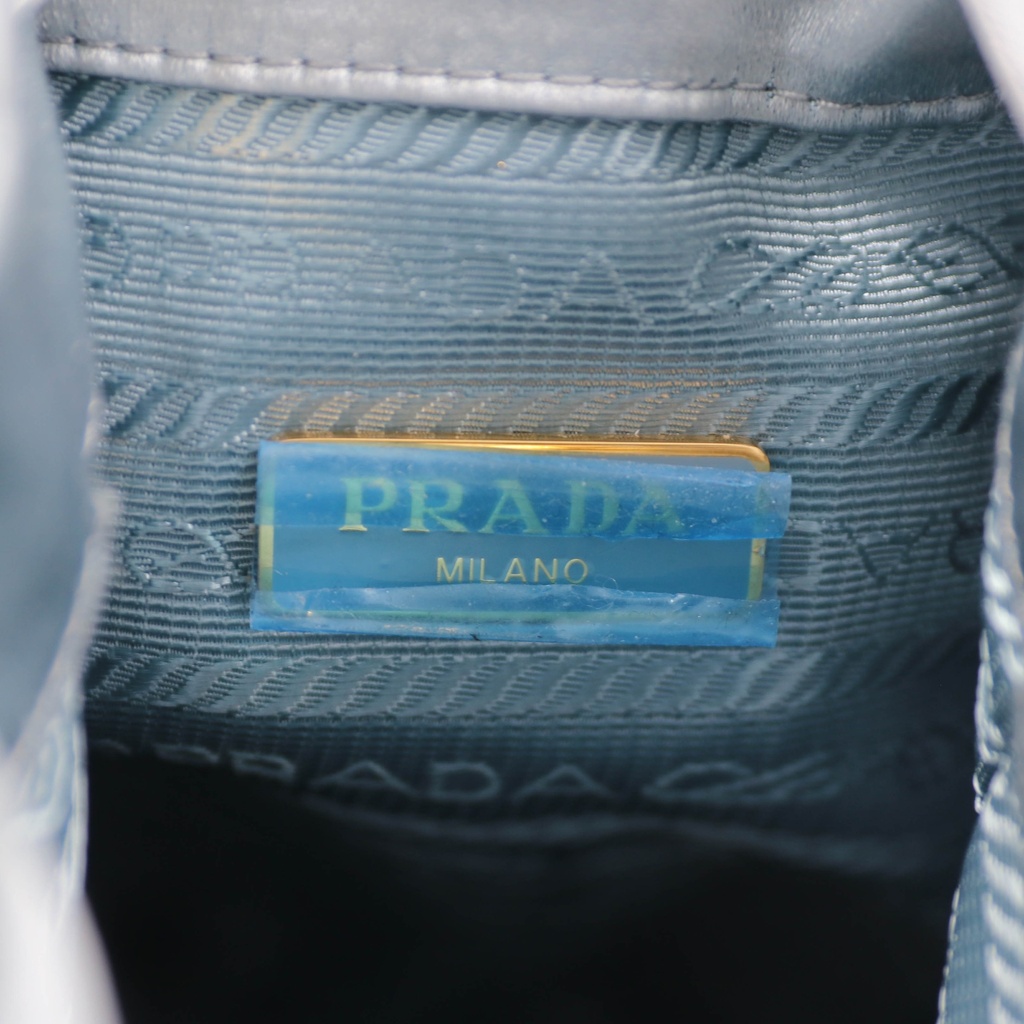 Prada Satin Wish Pouch in Baby Blue Nylon