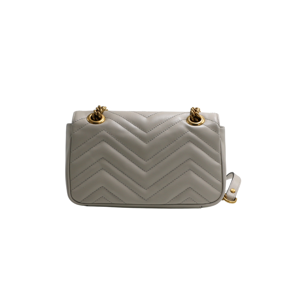Gucci GG Marmont small shoulder bag in light grey leather 446744