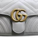 Gucci GG Marmont small shoulder bag in light grey leather 446744