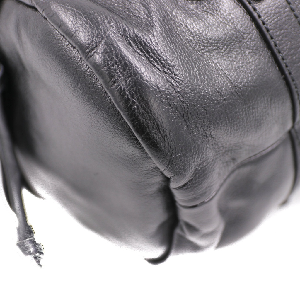 Gucci Black Leather Duffle Bag with Web Strap 725701