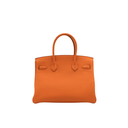 Hermes Birkin 30 Orange Togo Leather Silver Hardware Lock&Key 2024