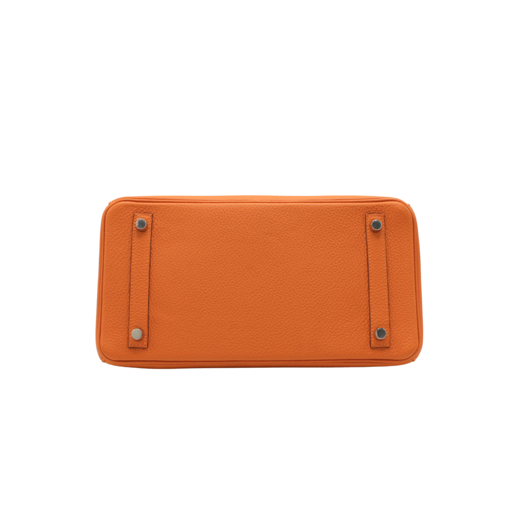 Hermes Birkin 30 Orange Togo Leather Silver Hardware Lock&Key 2024