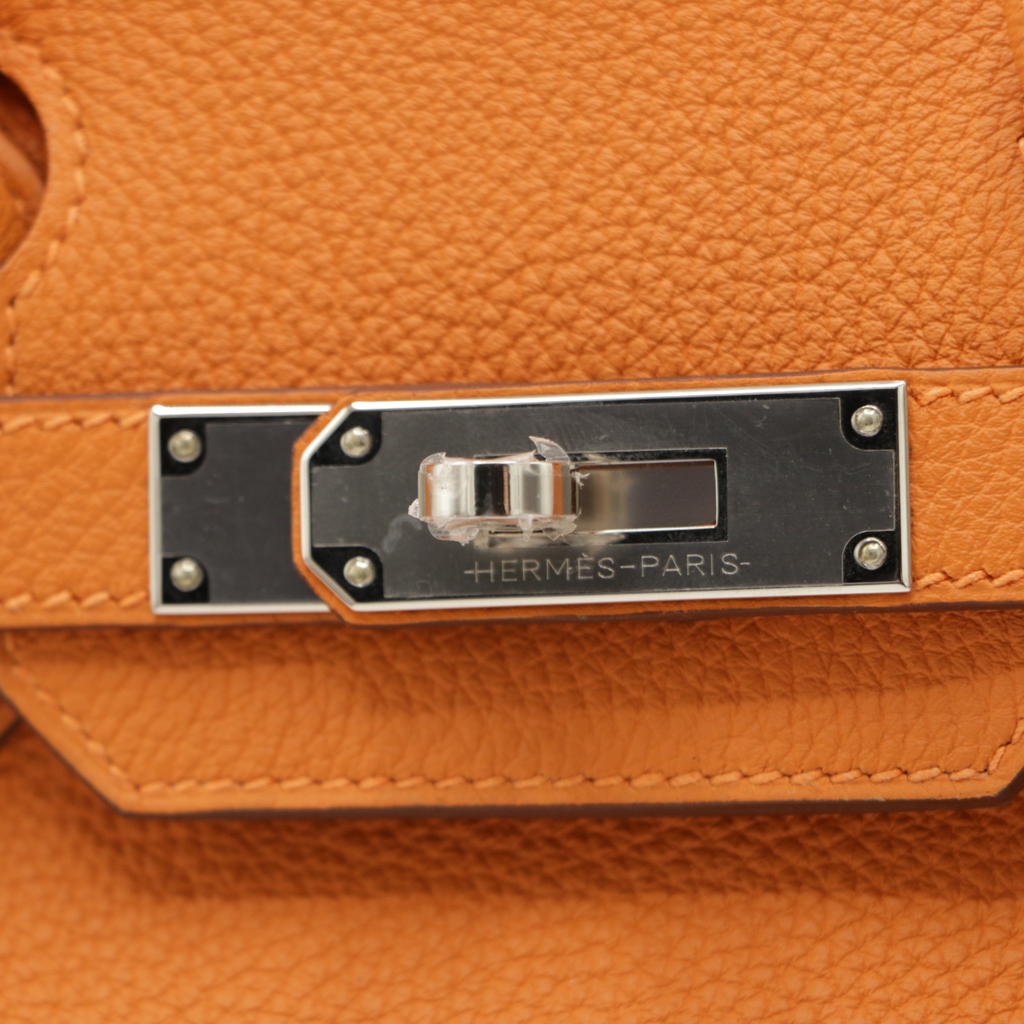 Hermes Birkin 30 Orange Togo Leather Silver Hardware Lock&Key 2024
