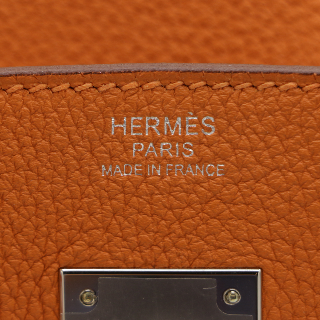 Hermes Birkin 30 Orange Togo Leather Silver Hardware Lock&Key 2024