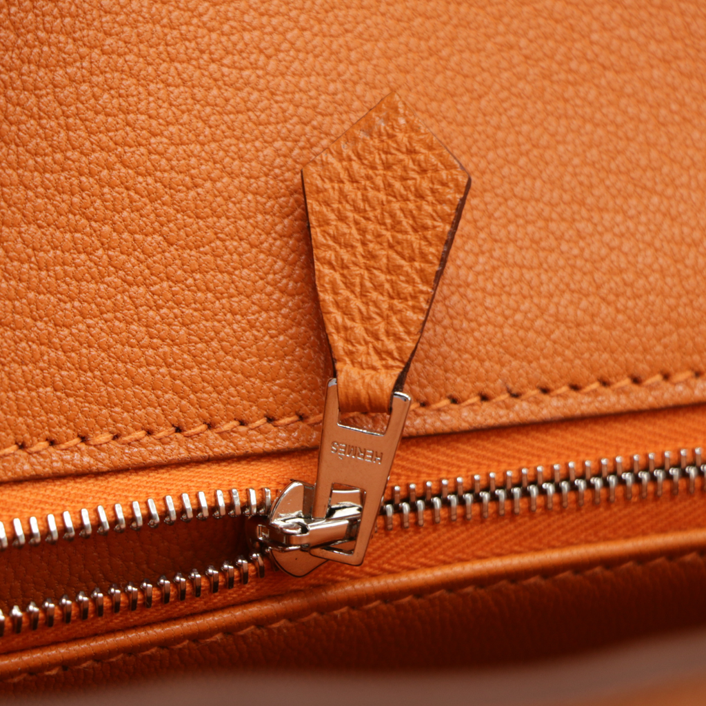 Hermes Birkin 30 Orange Togo Leather Silver Hardware Lock&Key 2024