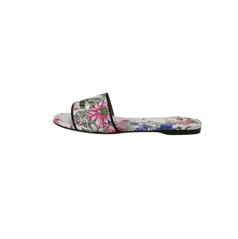 Christian Dior Dway Sandal Embroidered Multicolor Flower Size 37