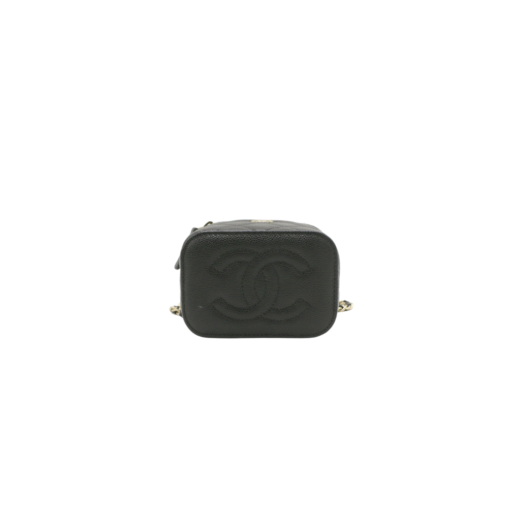 Chanel Small Vanity Case in Quilted Caviar in Black