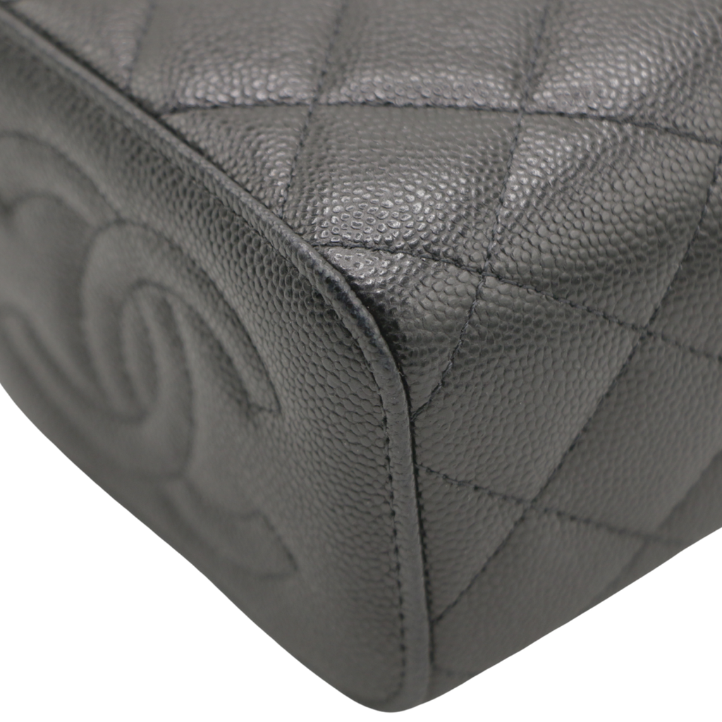 Chanel Small Vanity Case in Quilted Caviar in Black