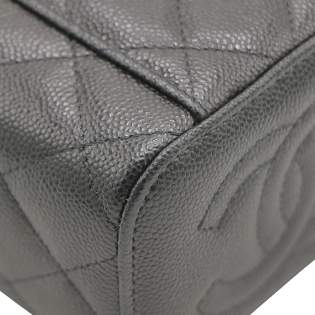 Chanel Small Vanity Case in Quilted Caviar in Black