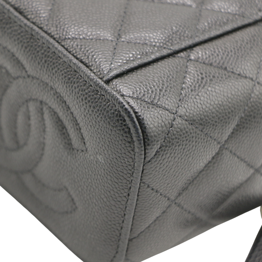 Chanel Small Vanity Case in Quilted Caviar in Black