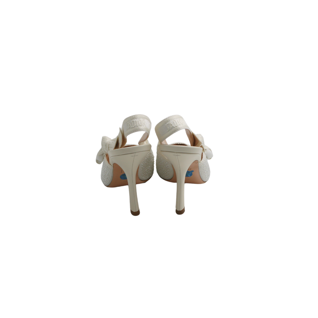 Christian Dior J'Adior Slingback Pump Sandal White Resin Pearls Size 36