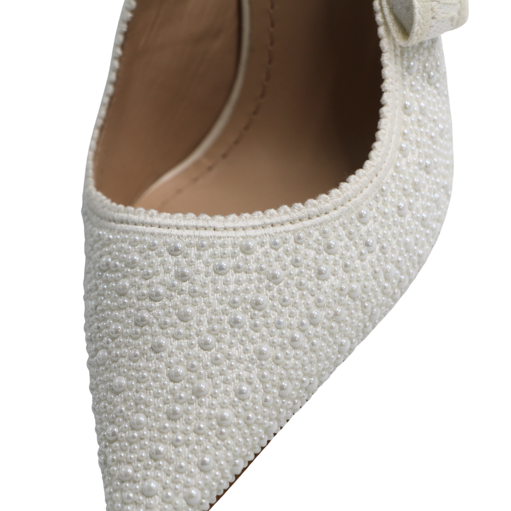 Christian Dior J'Adior Slingback Pump Sandal White Resin Pearls Size 36