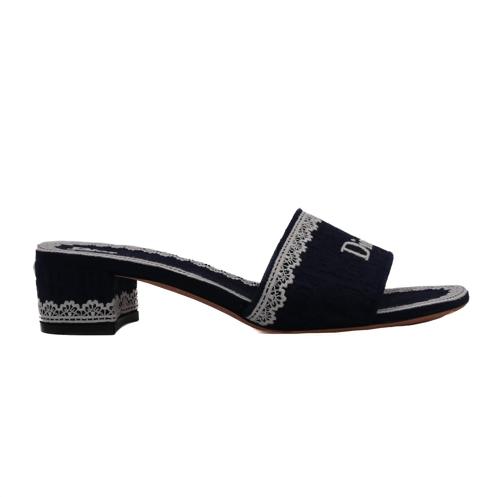 Christian Dior Dway Heeled Slide Blue and White In Size 37