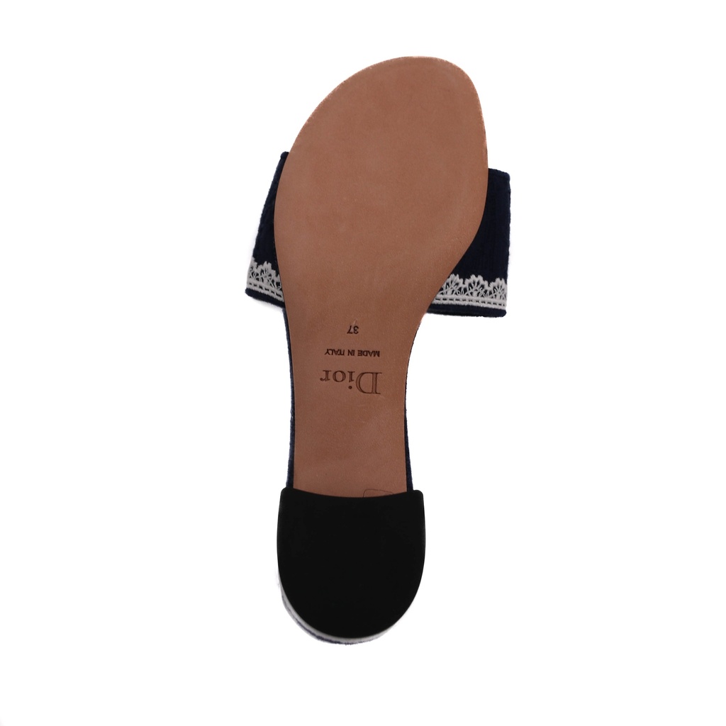 Christian Dior Dway Heeled Slide Blue and White In Size 37