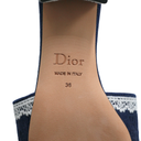 Christian Dior Dway Heeled Slide Blue and White In Size 36