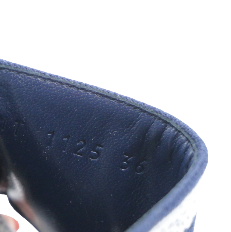 Christian Dior Dway Heeled Slide Blue and White In Size 36
