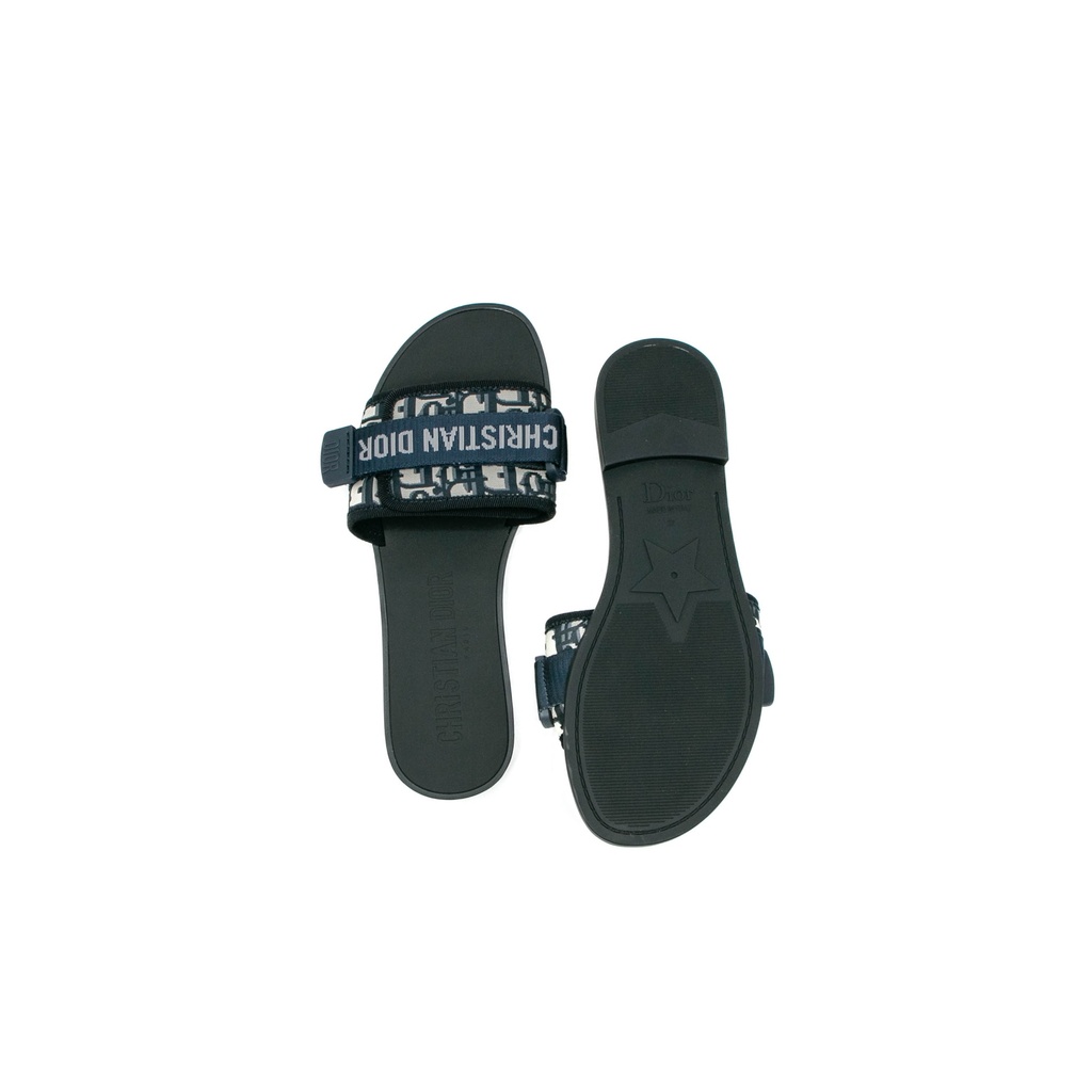 Christian Dior Rubber Macrocannage Dio(r)evolution Slides Blue Size 38