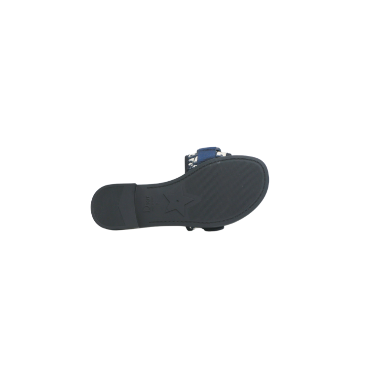 Christian Dior Rubber Macrocannage Dio(r)evolution Slides Blue Size 38
