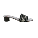 Christian Dior Dway Heeled Slide Cotton and White Multicolor Size 36 1/2