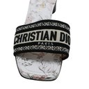 Christian Dior Dway Heeled Slide Cotton and White Multicolor Size 36 1/2