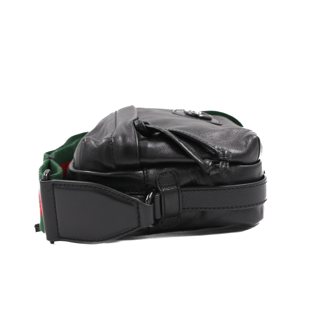 Gucci Double G Leather Messenger Bag Black 725696