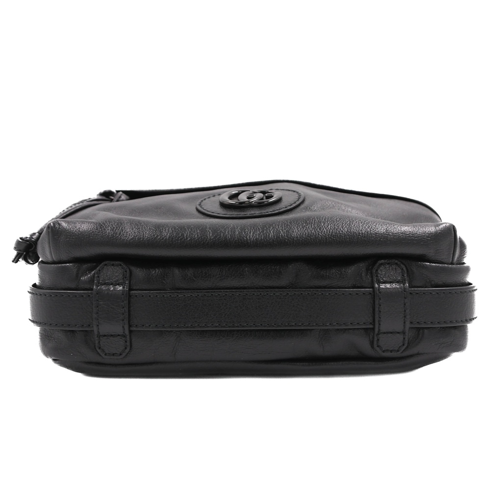 Gucci Double G Leather Messenger Bag Black 725696