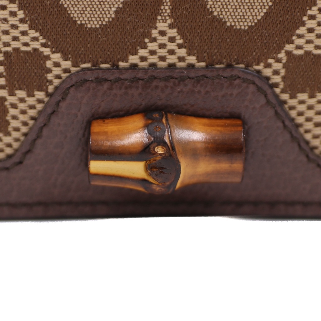 Gucci Diana Jumbo GG Bamboo Wallet Beige Brown Compact Bifold Canvas Box 658244