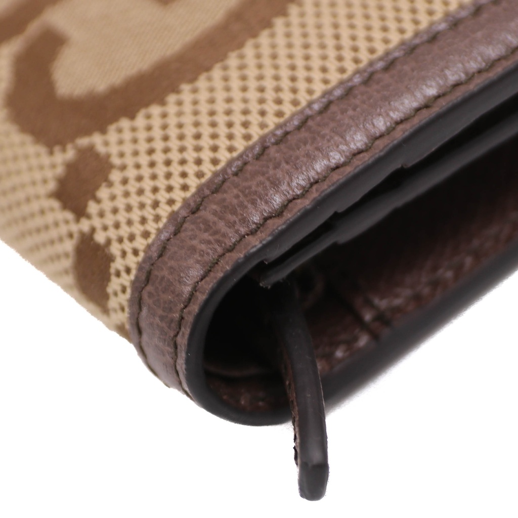 Gucci Diana Jumbo GG Bamboo Wallet Beige Brown Compact Bifold Canvas Box 658244