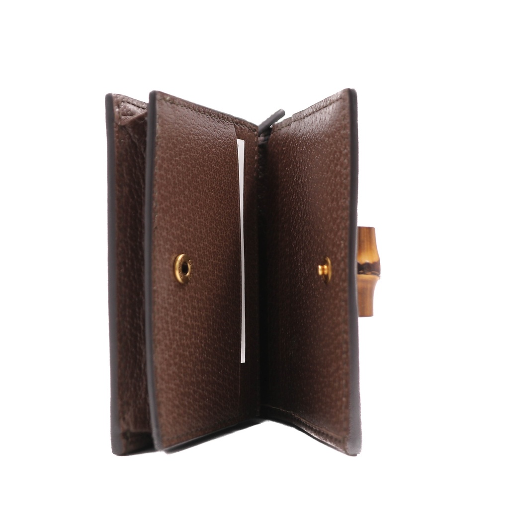 Gucci Diana Jumbo GG Bamboo Wallet Beige Brown Compact Bifold Canvas Box 658244