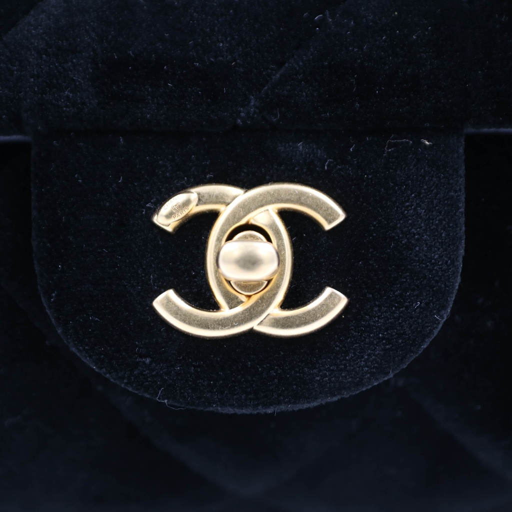 Chanel Velvet Quilted Mini Top Handle in Black