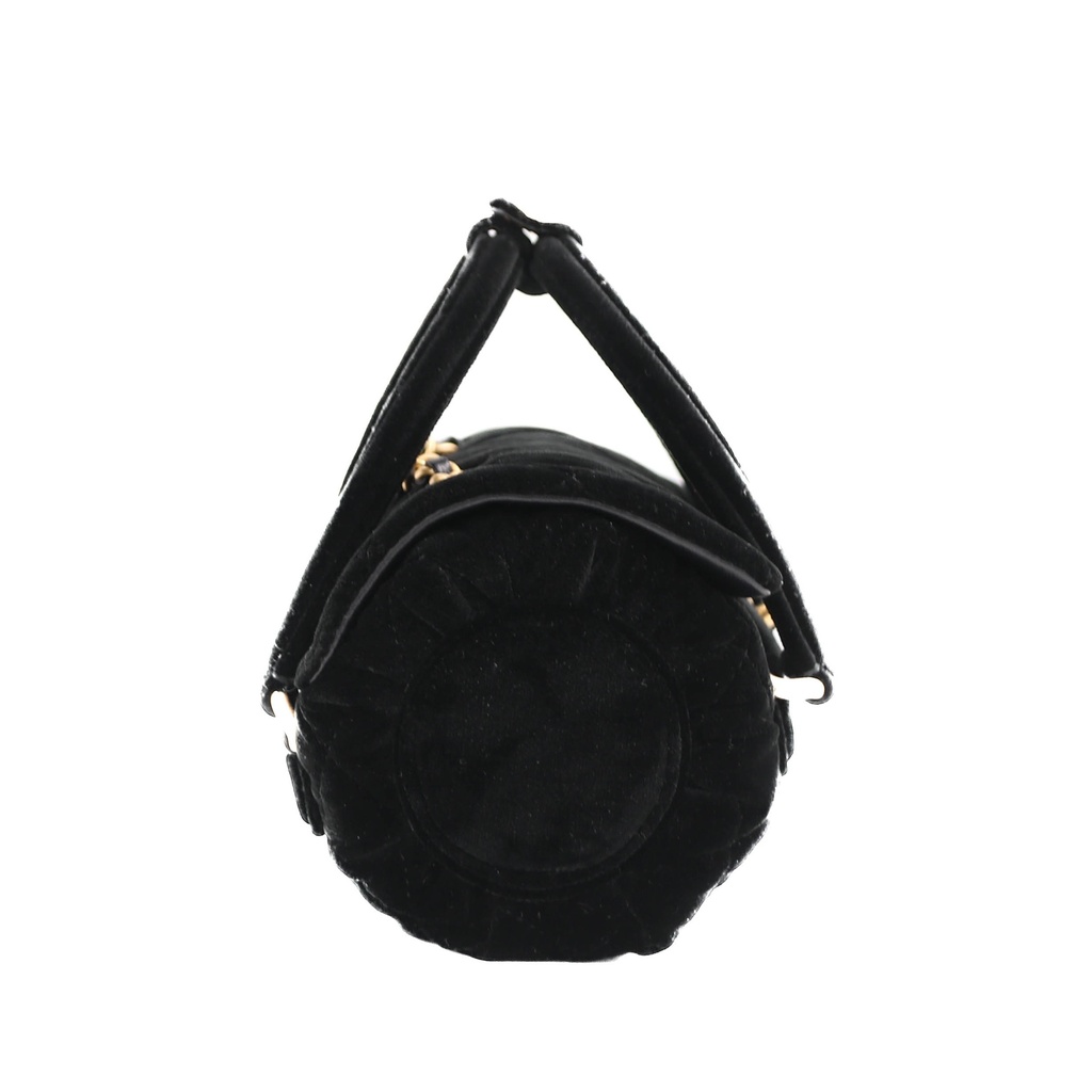 Chanel Velvet Quilted Mini Top Handle in Black