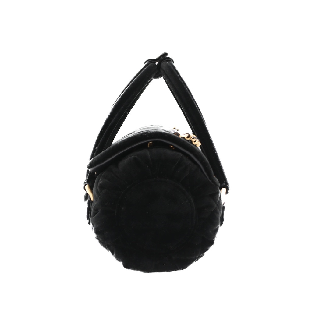 Chanel Velvet Quilted Mini Top Handle in Black